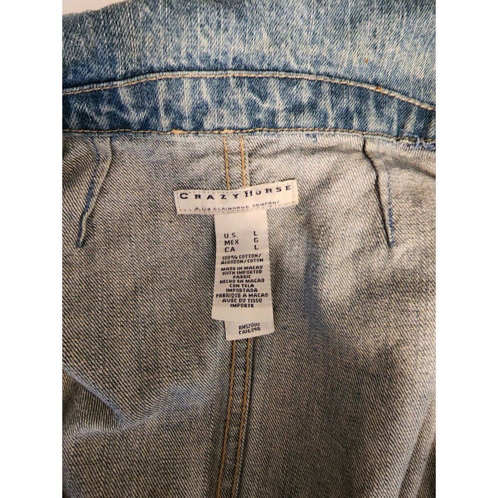 Crazy Horse Embroidered Floral Denim Jacket in Large - Picture 9 of 9